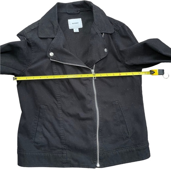 Old Navy Black Twill Moto Jacket Women’s Size Medium Biker Style - Picture 9 of 10